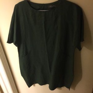 Linen oversized double front pocket shirt dress